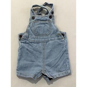 Levi's Overalls Baby 6 Mo Blue White Stripe Denim Shortalls Railroad Red Tab Bib